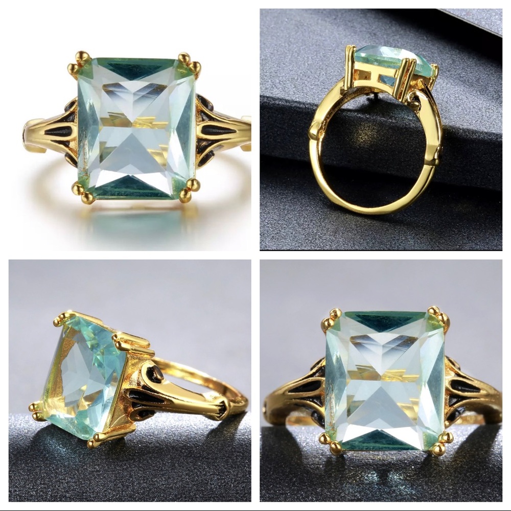 Aquamarine and Gold Statement Ring